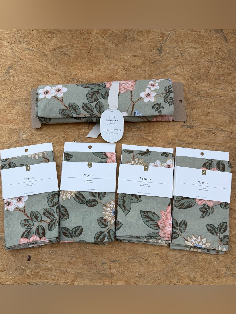 Threshold Floral Table Runner and Napkin Set - Sage Green